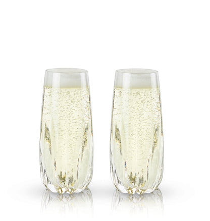 Cactus Crystal Stemless Champagne Flutes Set of 2