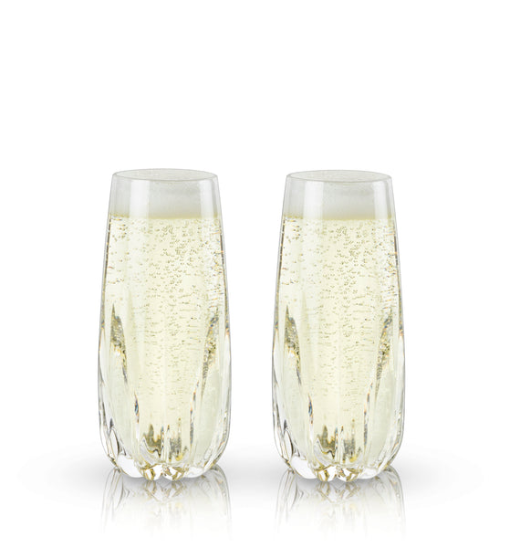 Cactus Crystal Stemless Champagne Flutes Set of 2 loading=