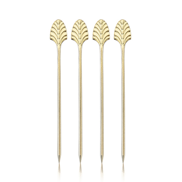 Art Deco Cocktail Picks in Gold Set of 4 loading=
